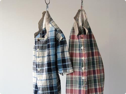 快晴堂 マドラスチェック プルオーバーシャツ