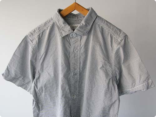 RINEN　80/2 ダウンプルーフストライプレギュラーカラー半袖ロングシャツ