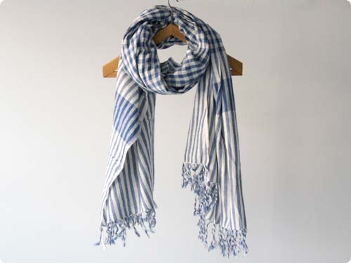 KHADI TOWEL BLUE CHECK