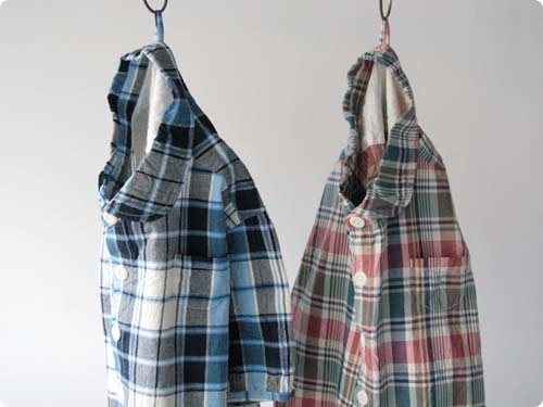 快晴堂 マドラスチェック ちび丸襟ブラウス