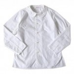 homspun 100/2ポプリン 長袖丸襟ブラウス