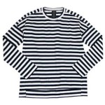 【再入荷】 homspun 30/2度詰天竺ボーダー 長袖 / ポケット付きロングプルオーバー