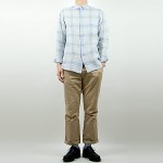 maillot check stripe linen regular shirts / toppo chino pants