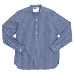 MHL. COTTON WORK STRIPE NO COLLAR SHIRTS