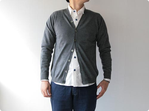 RINEN 2/30ウール14G天竺編みカーディガン