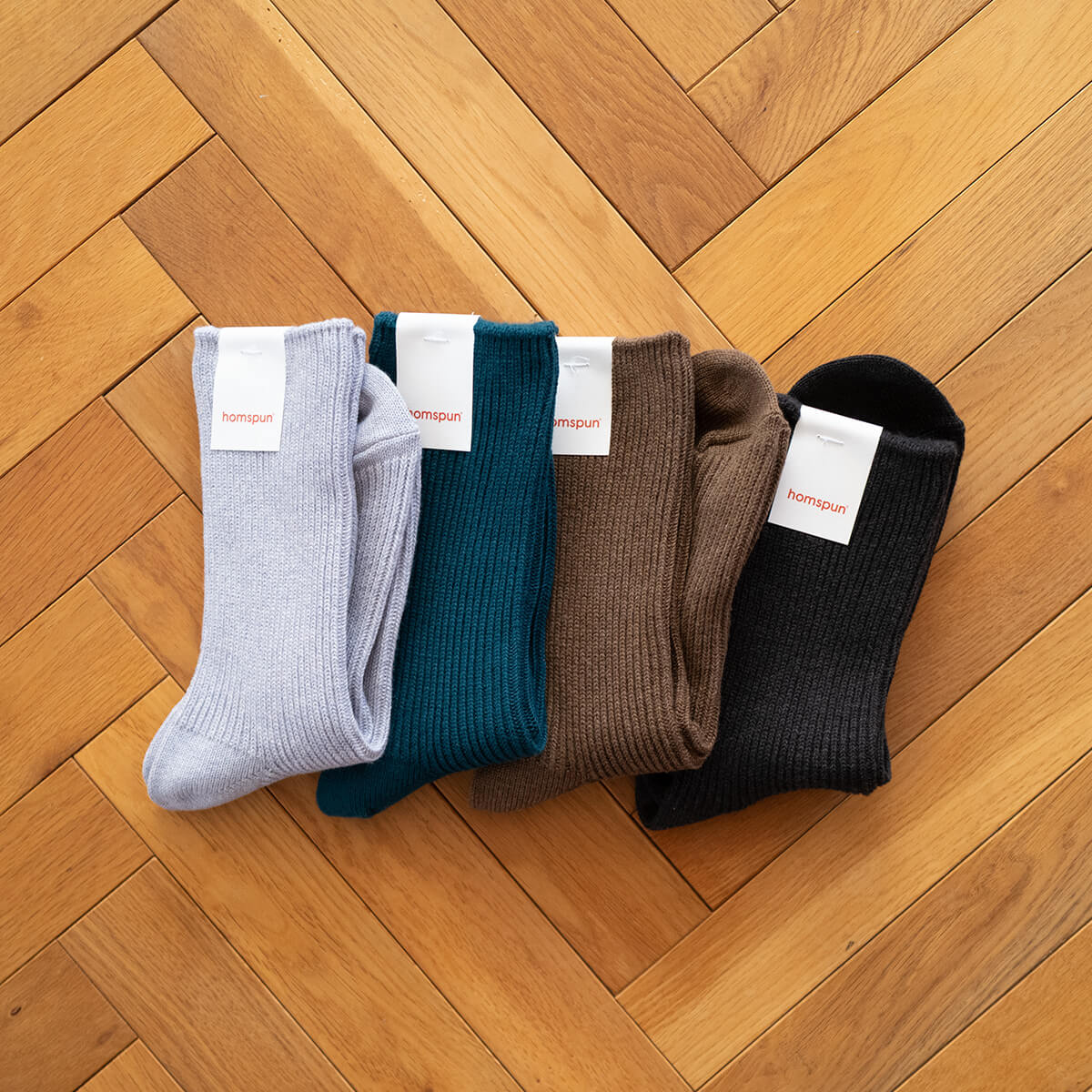 homspun(ホームスパン) 綿コーマ 糸起毛リブソックスが入荷しました。