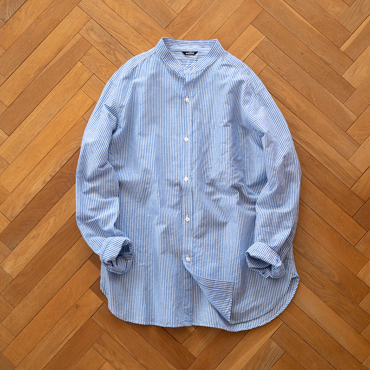 maillot mature linen stripe stand shirt