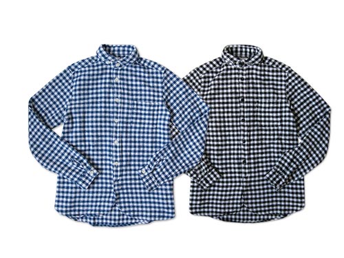 Cotton flannel gingham round collar work shirts