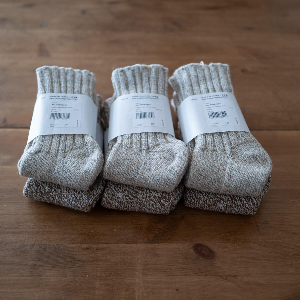 YAECA コットンウールリブソックスが入荷しました。