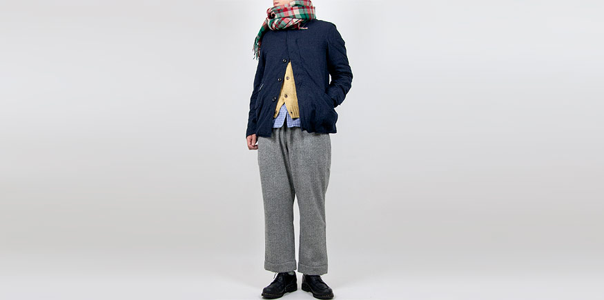 homspun 英国羊毛 マフラー 生成り x グリーンレッド