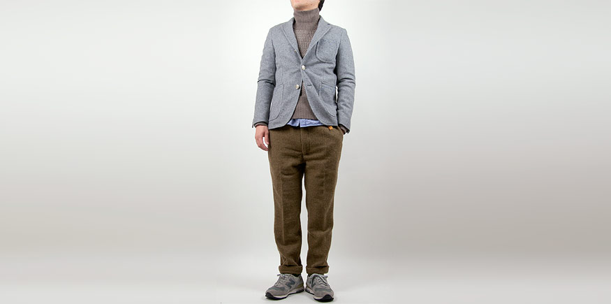 maillot Melton jacket LIGHT GRAYを使った着こなしコーディネート