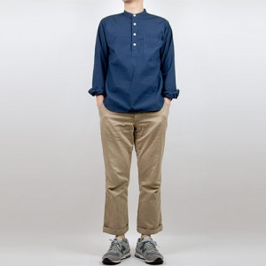 MHL. G.D. POPLIN NOCOLLAR P/O SHIRTS