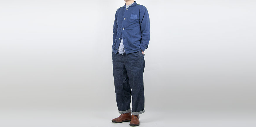 LOLO コットンリネン カーディガン NAVYを使った着こなしコーディネート