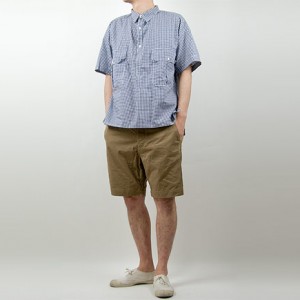 TATAMIZE HALF SLEEVE WORK SHIRTS NAVY GINGHAMを使った着こなしコーディネート