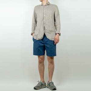 maillot sunset linen round work shirts BEIGEを使った着こなしコーディネート