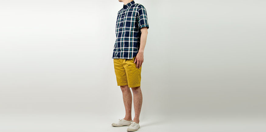 EEL HIMAWARI SHIRTS 27NAVY MADRASを使った着こなしコーディネート