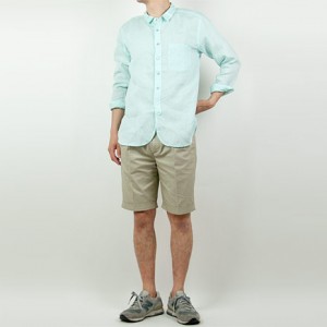 【別注】 RINEN 100/1ラミーシャンブレー レギュラーカラーシャツ 29MINT BLUE〔メンズ〕を使った着こなしコーディネート