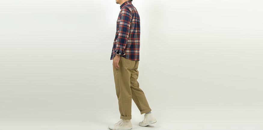 nisica 長袖ボタンダウンシャツ ネルチェック RED