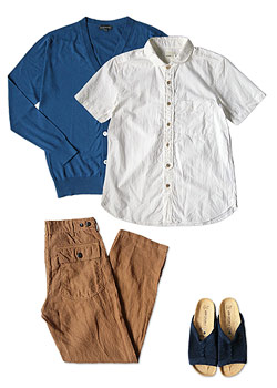 RINEN 40/1引き揃えオーガニックオックス ラウンドカラー半袖シャツ