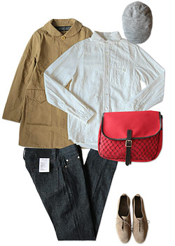 homspun 先染ヘリンボン ロングカバーオール