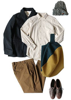 TATAMIZE SHAWL COLLAR JACKET / CORDUROY BAKER PANTS