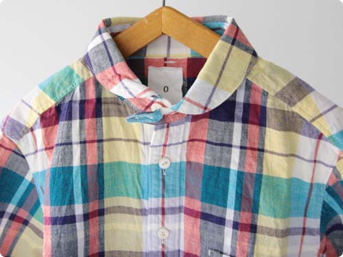maillotSunset madras check round collor s/s work shirts