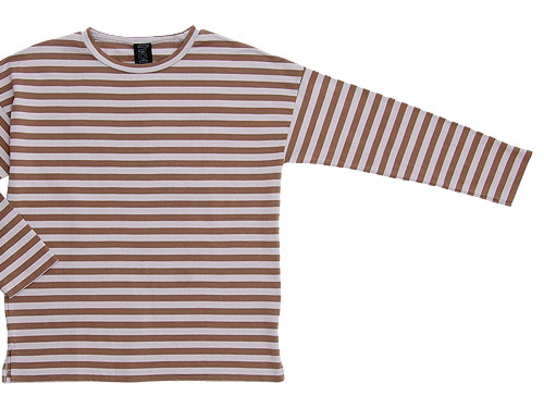 homspun 30/2度詰天竺ボーダー 長袖スリット入りプルオーバー