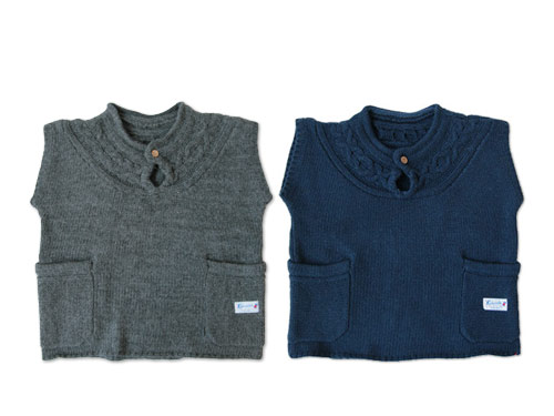 快晴堂 ケーブルセーター フレンチベスト / まえうしろベスト