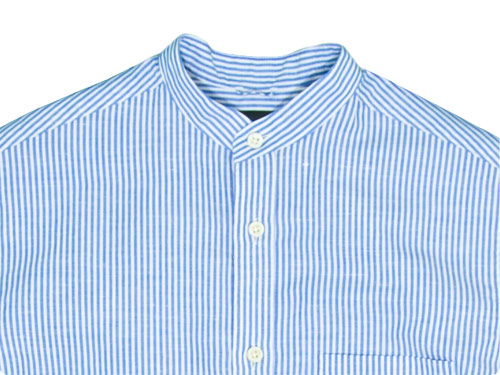maillot linen cotton stripe stand shirts