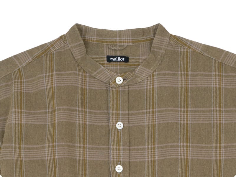 maillot mature twill check pull over stand shirts