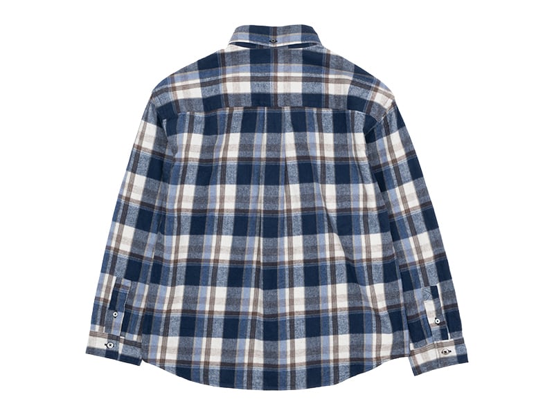 nisica ボタンダウンシャツ 長袖 ネルチェック OFF WHITE x NAVY 