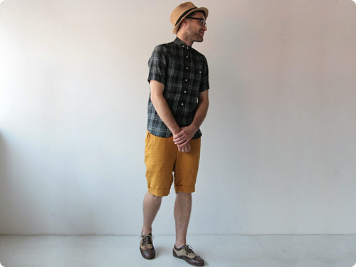 maillot sunset linencheck round work s/s shirts