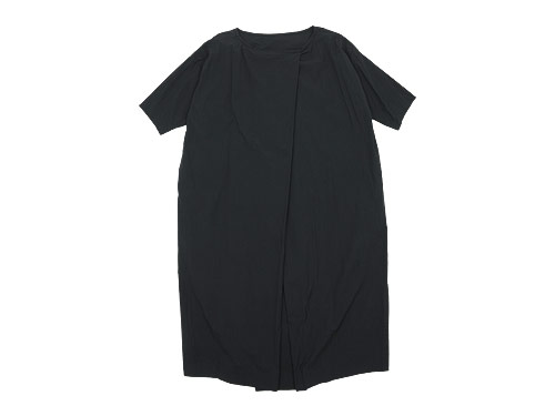 TOUJOURS（トゥジュー） Boat Neck Wrap Back Shirt Dress NAVY BLACK  