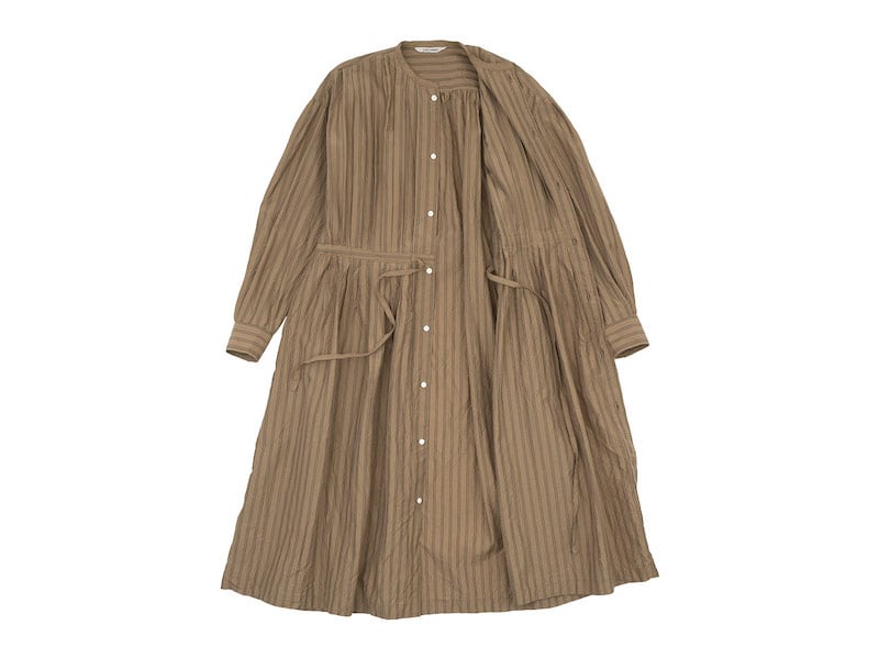 TOUJOURS Pin Tuck String Robe Dress CORK STRIPETM32FD01