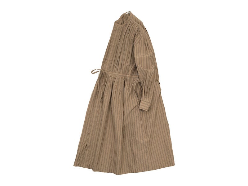 TOUJOURS Pin Tuck String Robe Dress CORK STRIPETM32FD01